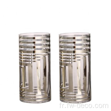 Vases de cylindre à rayures en or personnalisé